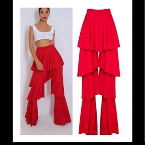 ISO PrettyLittleThing Red Tiered Pants US L